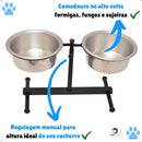 Comedouro Bebedouro Duplo Ajustável em Alumínio – Saúde e Conforto | Meu Pet