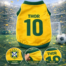 Roupinha Personalizada Copa do Mundo Brasil com Nome e Número para Cachorro e Gato Tecido Respirável MeuPet™