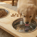 Comedouro Elevado Duplo com Potes Inox e Base em Pinus para Cachorro e Gato WoodBowl™