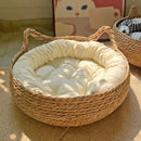 Cama Cesto para Gatos em Fibra Natural com Almofada – Snouty™ | Aconchego, Estilo e Conforto Natural