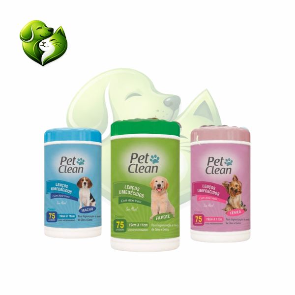 Kit com 3 Pacotes de Lenços Umedecidos para Pets – Higiene Rápida e Segura