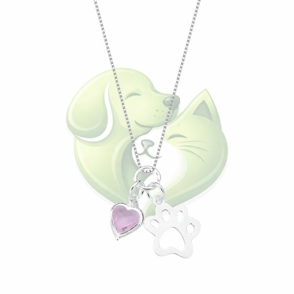 Colar Patuá Patinha com Coração Rosa em Prata 925 – Lupzy™ | Amor Pet Delicado e Feminino