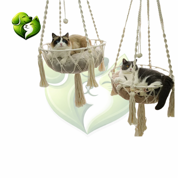 Cama Suspensa Artesanal para Gatos Estilo Rede – Snouty™ | Conforto Natural e Descanso Elevado