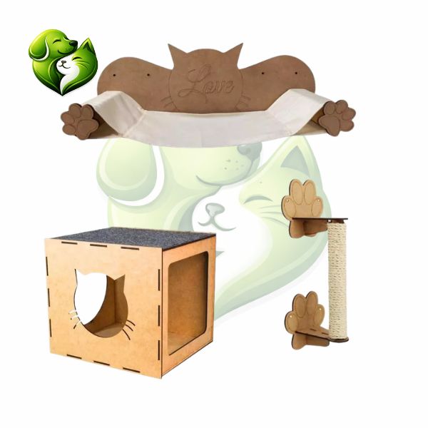 Playground para Gatos Modular de 7 a 15 Peças em MDF – Snouty™ | Diversão, Escalada e Bem-Estar Diário
