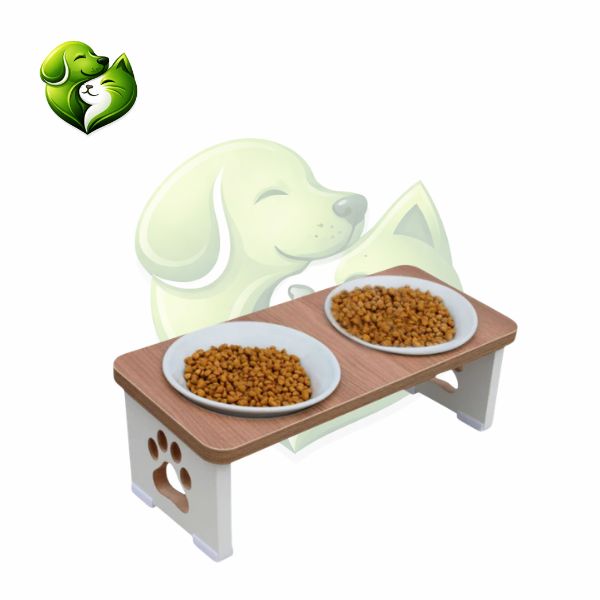 Comedouro Duplo Elevado Ergonômico em MDF 15mm com Tigela Inox ou Porcelana para Cachorro e Gato Madeccor™