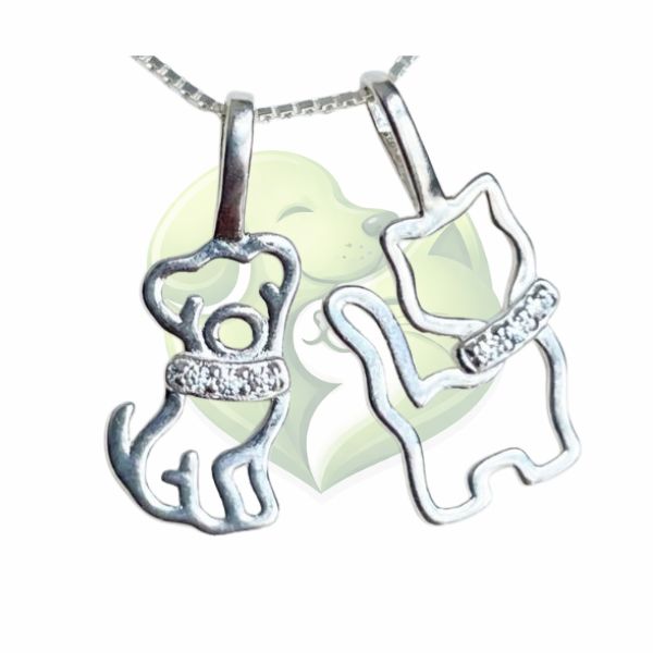 Colar Pets Love em Prata 925 + Zircônias com Pingente de Cachorro ou Gato – Lupzy™ | Amor Pet em Forma de Joia