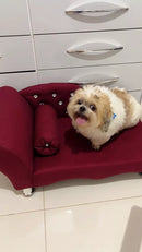 Cama Sofá Recamier em Suede para Cachorro e Gato com Strass Lupzy