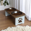 Comedouro Duplo Elevado Ergonômico em MDF 15mm com Tigela Inox ou Porcelana para Cachorro e Gato Madeccor™
