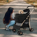 Carrinho de Passeio Dobrável para Pets com Porta Frontal e Freio até 15kg –Meu Pet™